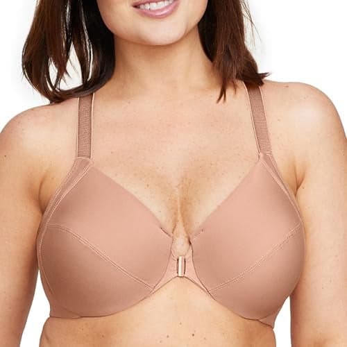 Glamorise Full Figure Plus Size Front-Closure Smoothing Wonderwire Bra Underwire #1247 Cappuccino