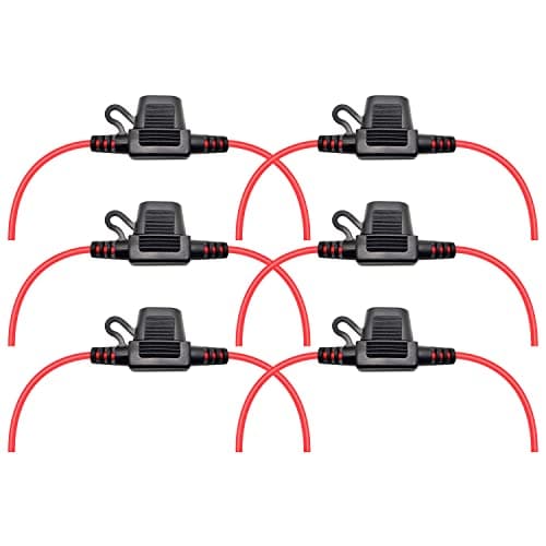 VANTRONIK Waterproof MINI Inline Fuse Holder with 16 Gauge AWG Wire 12 Inches Long Fit for ATM Blade Small Fuse in Vehicle Automotive Car Boat Tractor 6 Pack
