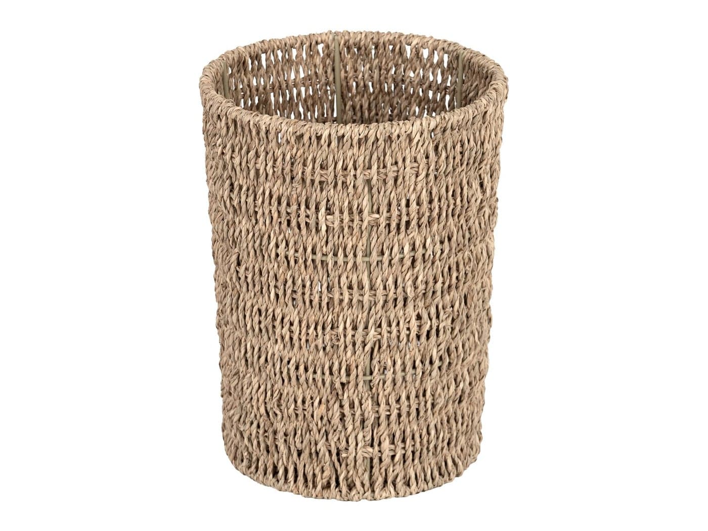 StorageWorks Wicker Waste Basket, Small Trash Can with Handwoven Seagrass, Wicker Garbage Can for Bedroom, Bathroom, 1 Pack