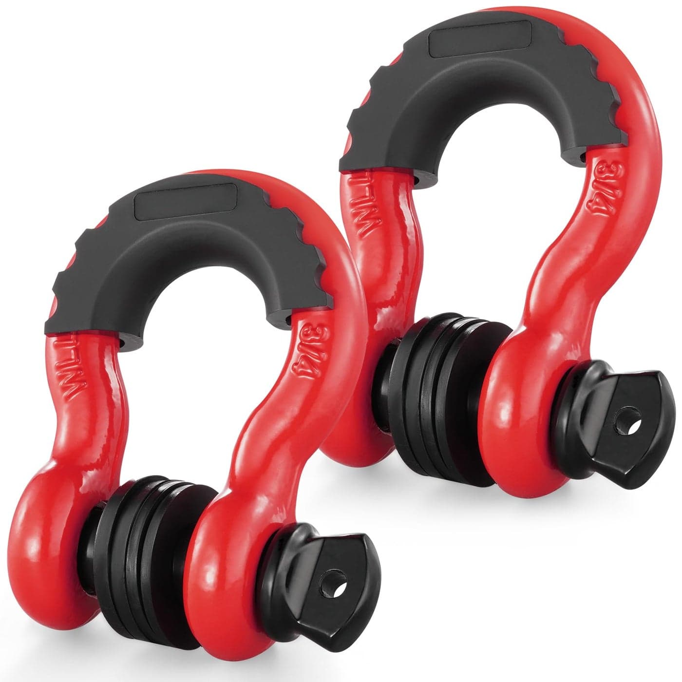 VEVOR 34 D Ring Shackle Red Shackles for Truck with 78 Screw Pin 62832 lbs 285 Ton Break Strength Black Isolator Washers Kit Winch Towing Shackle for Truck Jeep Heavy Duty Off Road Recovery