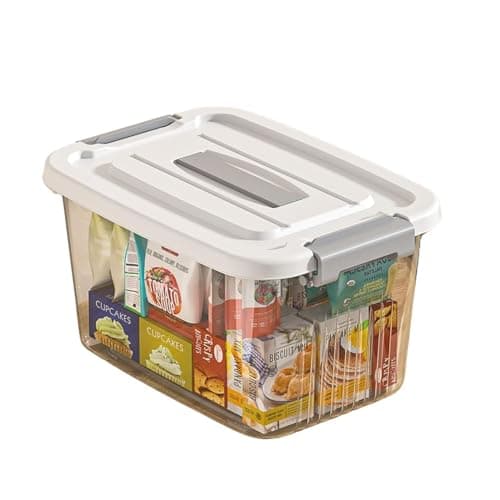 Ash & Roh Heavy Duty Plastic Storage Bins with Locking Lids – Clear, Stackable Containers for Bedroom or Closet Organization (pack of 1, Large 29cm X 40cm X 21cm)