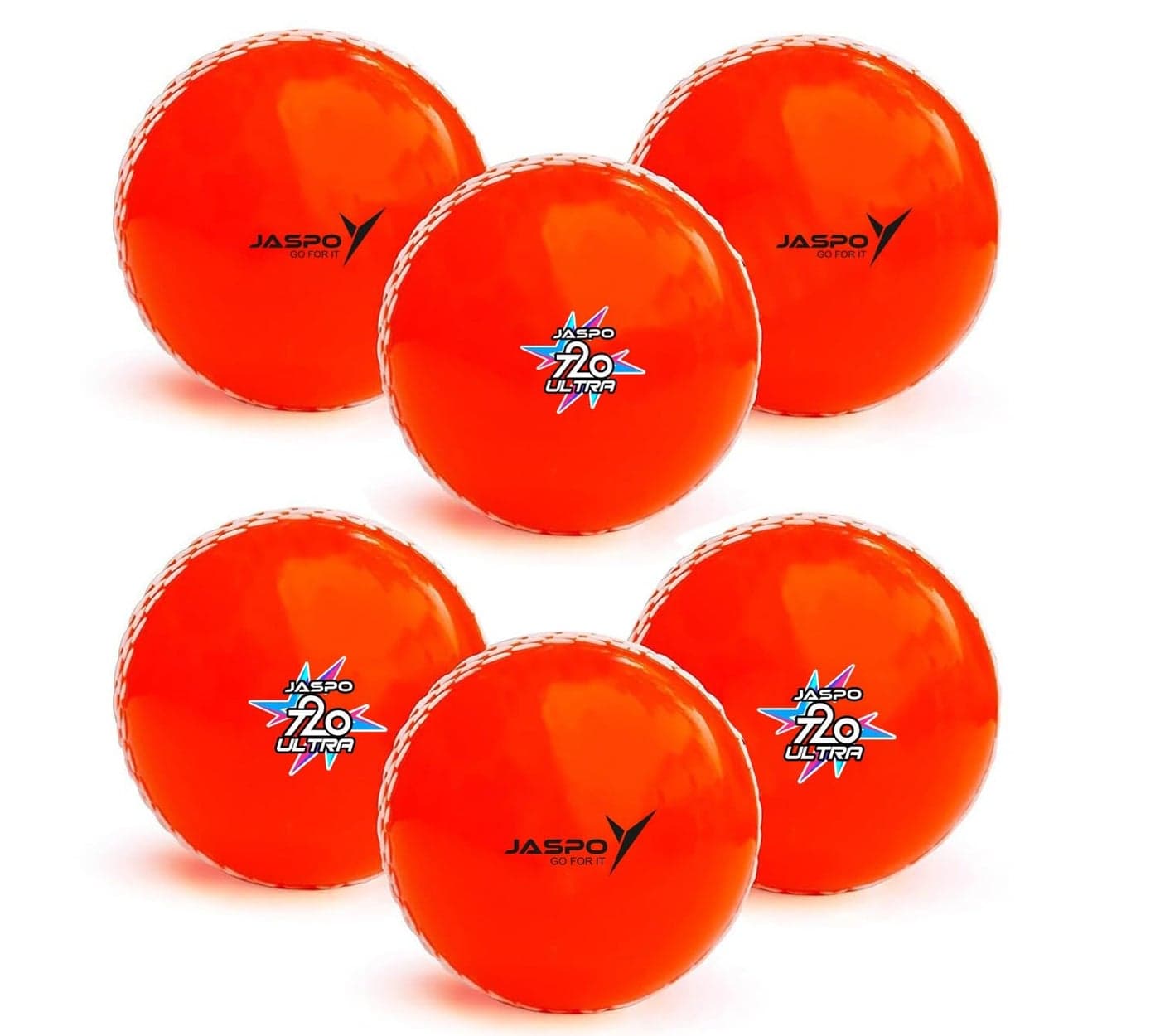 jaspo T-20 Ultra Practice PVC Cricket Ball/Wind Balls (125-130 GMS) for - Indoor & Outdoor Street & Beach Cricket (Pack of 6) (Orange)