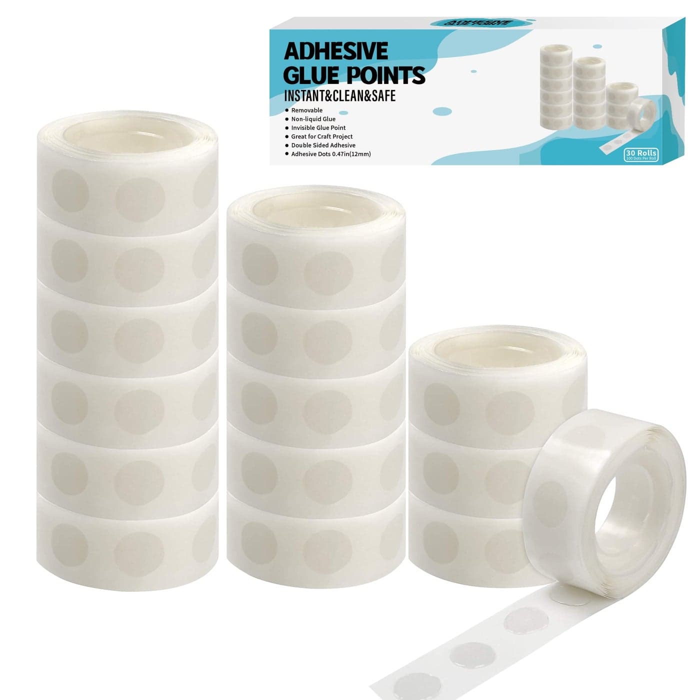 gegemaoyi 3000pcs Glue Point Clear Balloon Glue Removable Adhesive Dots Double Sided Dots of Glue Tape for Balloons Craft Glue Points Dots Sticky Dots or Wedding Decoration