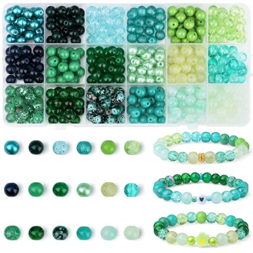 DUQGUHO St Patricks Day Beads for Jewelry Making 8mm Green Glass Beads for Bracelet Green Bead for Beaded Plants Necklace Crafts DIY 360PCS