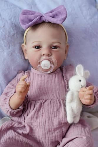 SCOM Realistic Reborn Baby Dolls 18 Inch Real Life Baby Girl Silicone Baby with Anatomically Correct Newborn Doll with Full Body Vinyl Lifelike Weighted Baby for Kids Age 3 Gift
