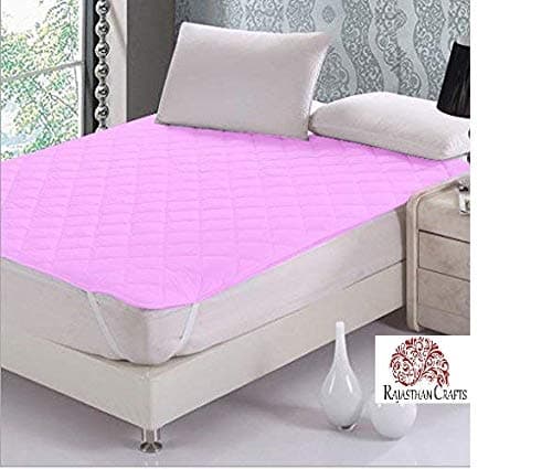 Rajasthan Crafts Microfiber 240TC Mattress Protector Double_Pink 72 x 78 inches