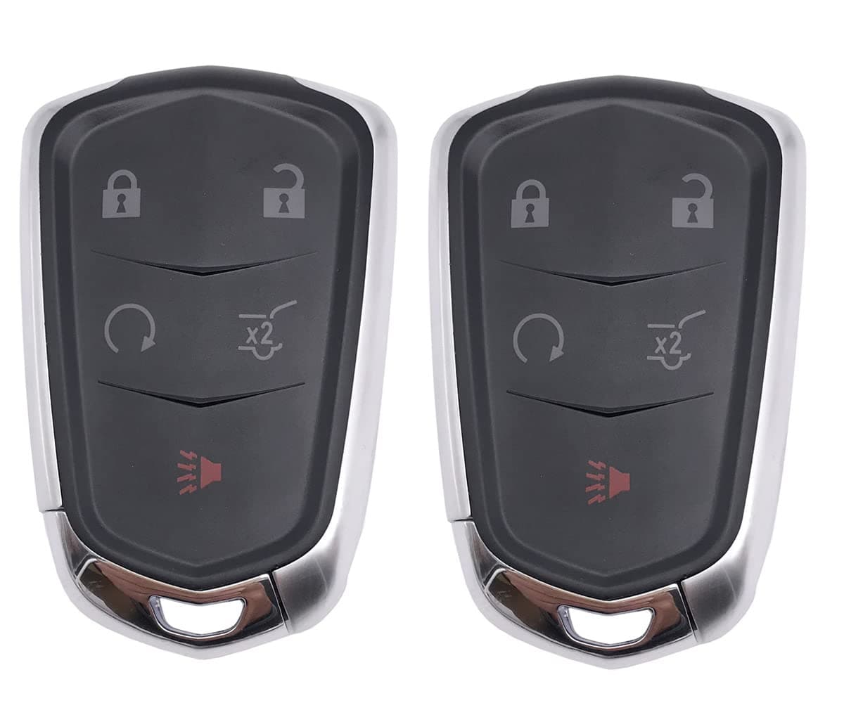 5 Buttons Replacement Key Fob Case Cover Fit for 2015-2019 Cadillac Escalade, CTS, SRX, XT4,XT5, ATS, STS, and XD6 CT6 XT5 Keyless Entry Remote Key Fob Shell (Pack 2)