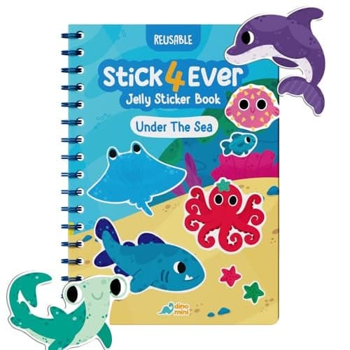 Stick4Ever Jelly Sticker Book for Kids Waterproof Easy to Clean Reusable Sticker Book for Toddlers Reusable Road Trip Activities for Kids Stocking Stuffers for ToddlersUnder The Sea