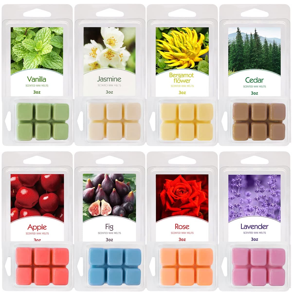 Iwaxlife 8 Packs Scented Wax Melts Set Strong Aroma Wax Tarts with 8 Fragrances 30oz Variety Wax Cubes