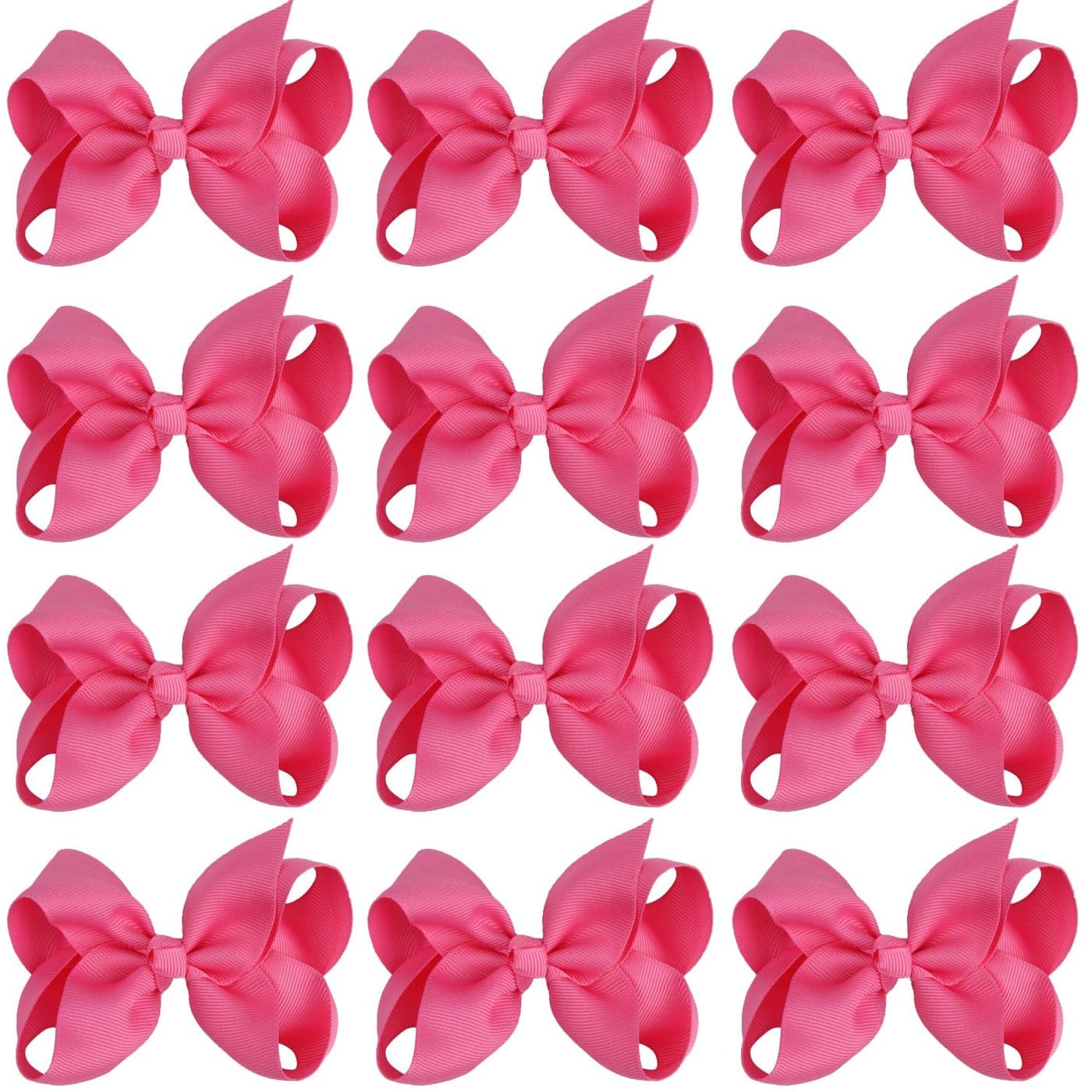 4 Inch Boutique Girls Hair Bows Hair Clips for Baby Girls Toddlers 12 Pcs Solid Color Hot pink