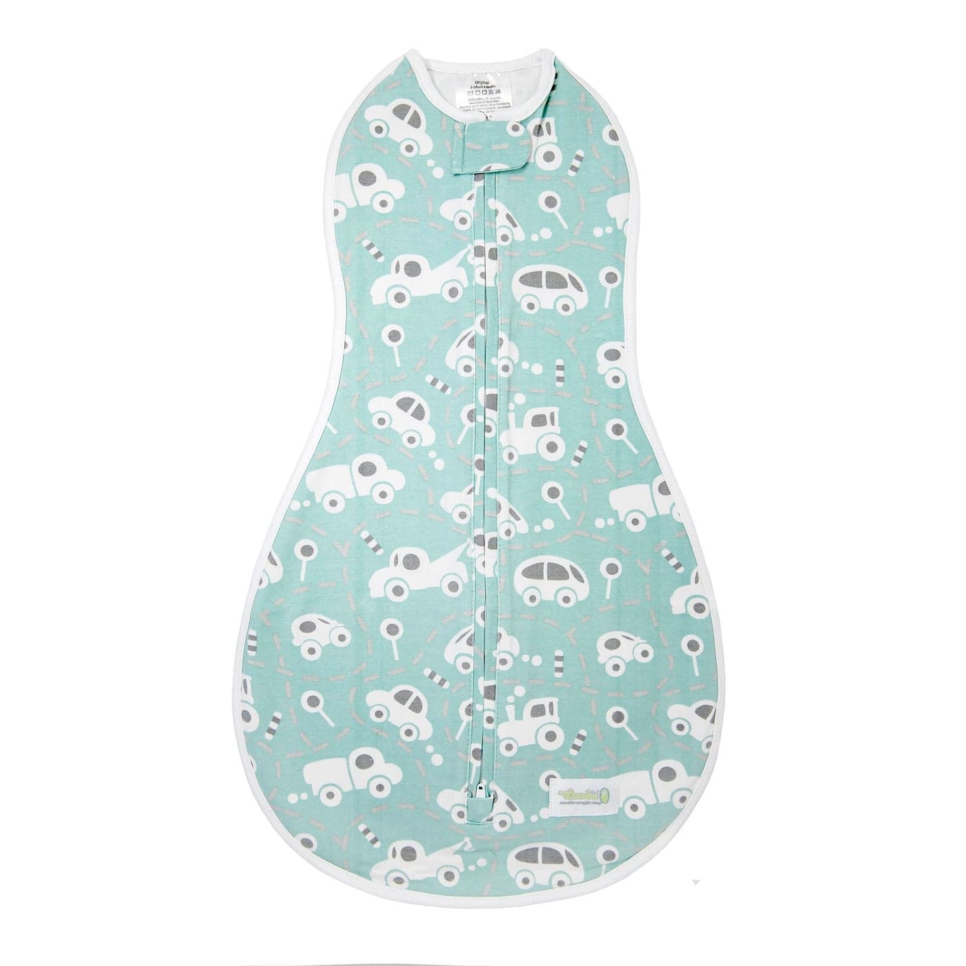 Woombie Original Baby Swaddling Blanket Soothing Cotton Baby Swaddle with Zipper Wearable Newborn Blanket Buzzy Cars 1419 lbs