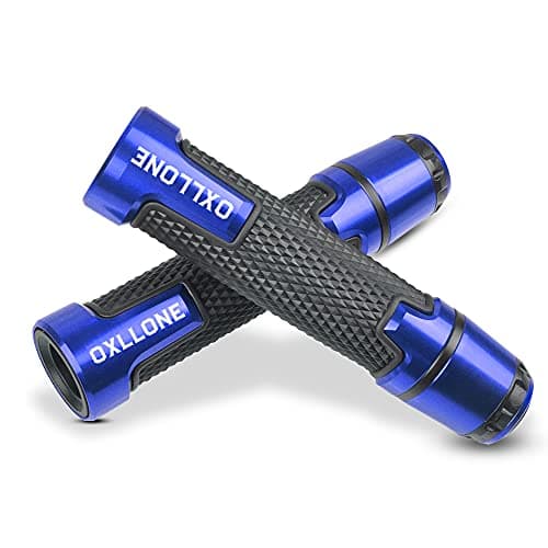 22MM 7/8'' Universal Motorcycle Handlebar Grips With Grip Ends Compatible with GSXR GSX-R 125 250 300 600 750 1000 (Blue)