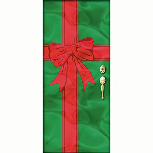 Festive Red and Green Christmas Foil Door Decoration 78 x 36 1 Piece Perfect for Holiday Parties Home Decor