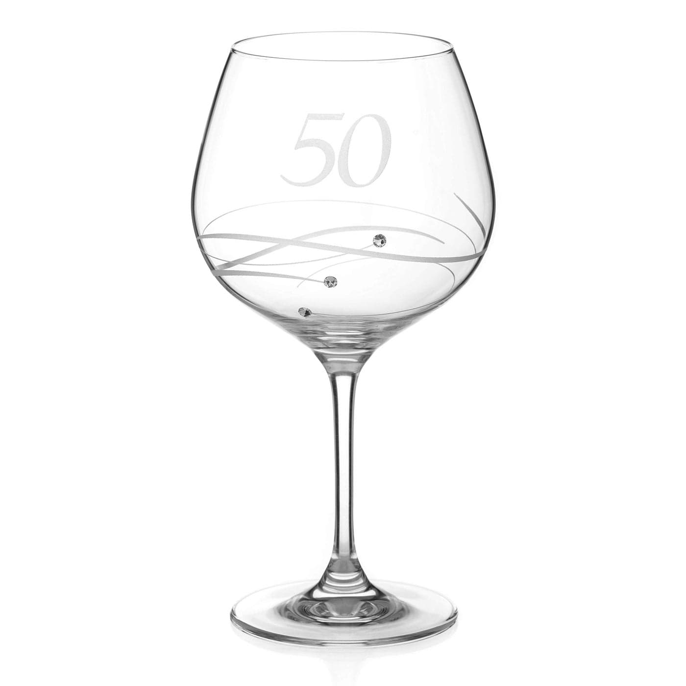 DIAMANTE Swarovski 50th Birthday or Anniversary Gin Copa Single Crystal Gin Glass with a Hand Etched 50 Embellished with Swarovski Crystals