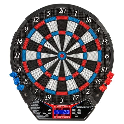 Accudart Rogue Electronic Dartboard 155 Tournament Soft Tip Board 29 Games90 Variations Virtual Opponent Heckler Mode MultiColor Backlit Display Includes Builtin Dart Holders Darts