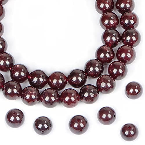 AD Beads Natural Gemstone Round Loose Beads 15 for Bracelet Necklace Earrings Jwelery Making Crafts DIY 6mm Dark Red Garnet