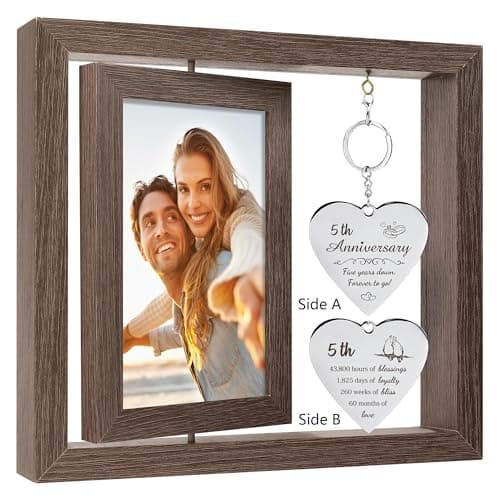 HELORAY 5 Year Aniversario Gift for Her 5yr Anniversary Picture Frame Wood Gifts for 5th Anniversary Wedding Photo Frames Gift for Wife 5 Year Anniversary Decorations for Couple Wedding Anniversary
