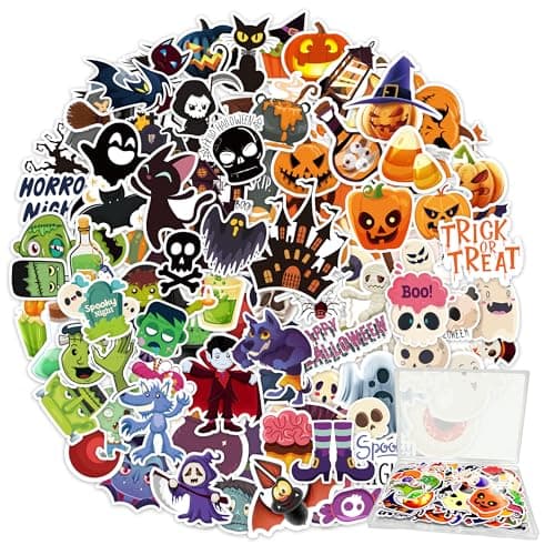 LINAYE 300PCS Halloween Stickers Non-Repeating Waterproof, Adhesive Vinyl Cute Stickers Pack for Kids, Halloween Party Favors Gifts for Boys Girls