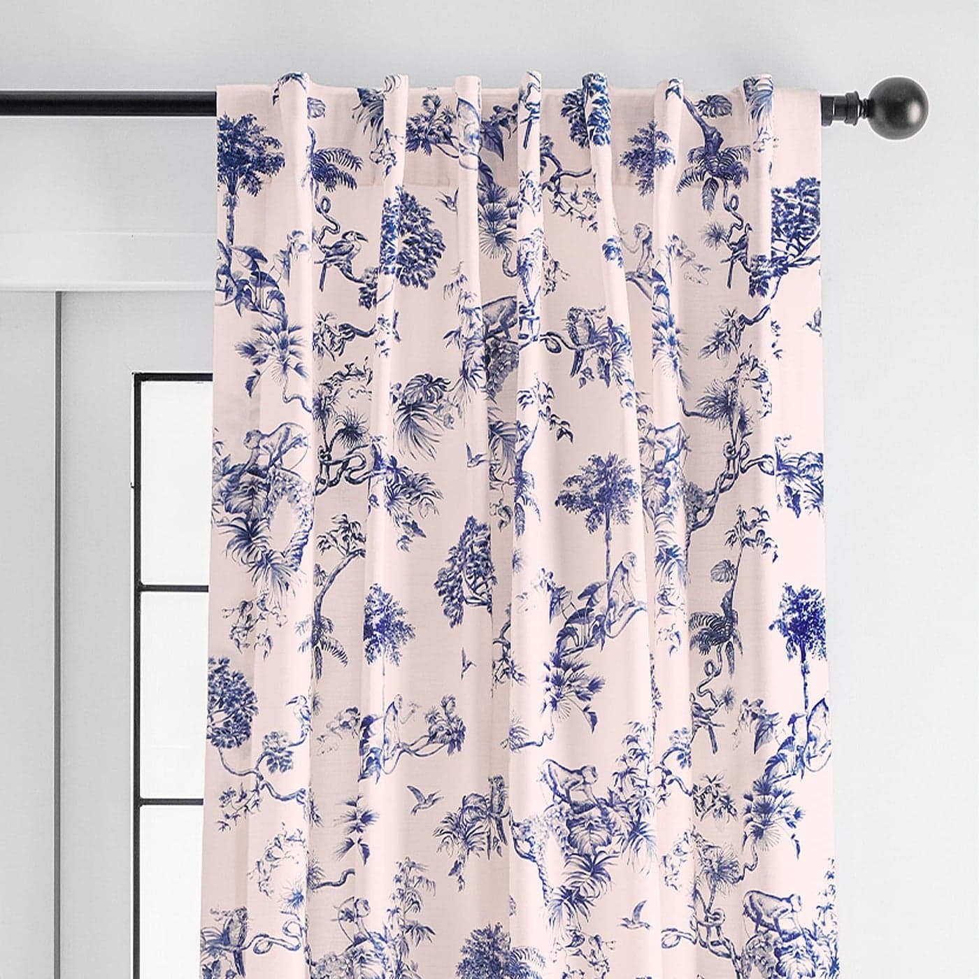 Maison dHermine Curtains for Living Room 100 Cotton 84 inch Length One Panel Light Filtering Toile Curtains for Bedroom Windows with Rod and Loop Pockets Drapes Bonobo Blue 50 W x 84 L