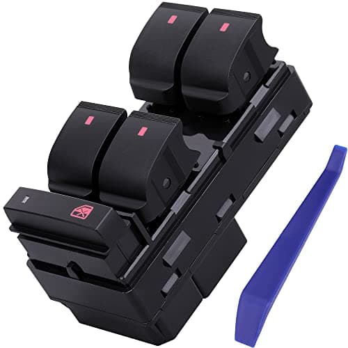 Obaee Power Window Control Switch Compatible with GMC Acadia 2007-2016 Replace OEM 20945224 901-990 Front Left Driver Side Button, Red Light