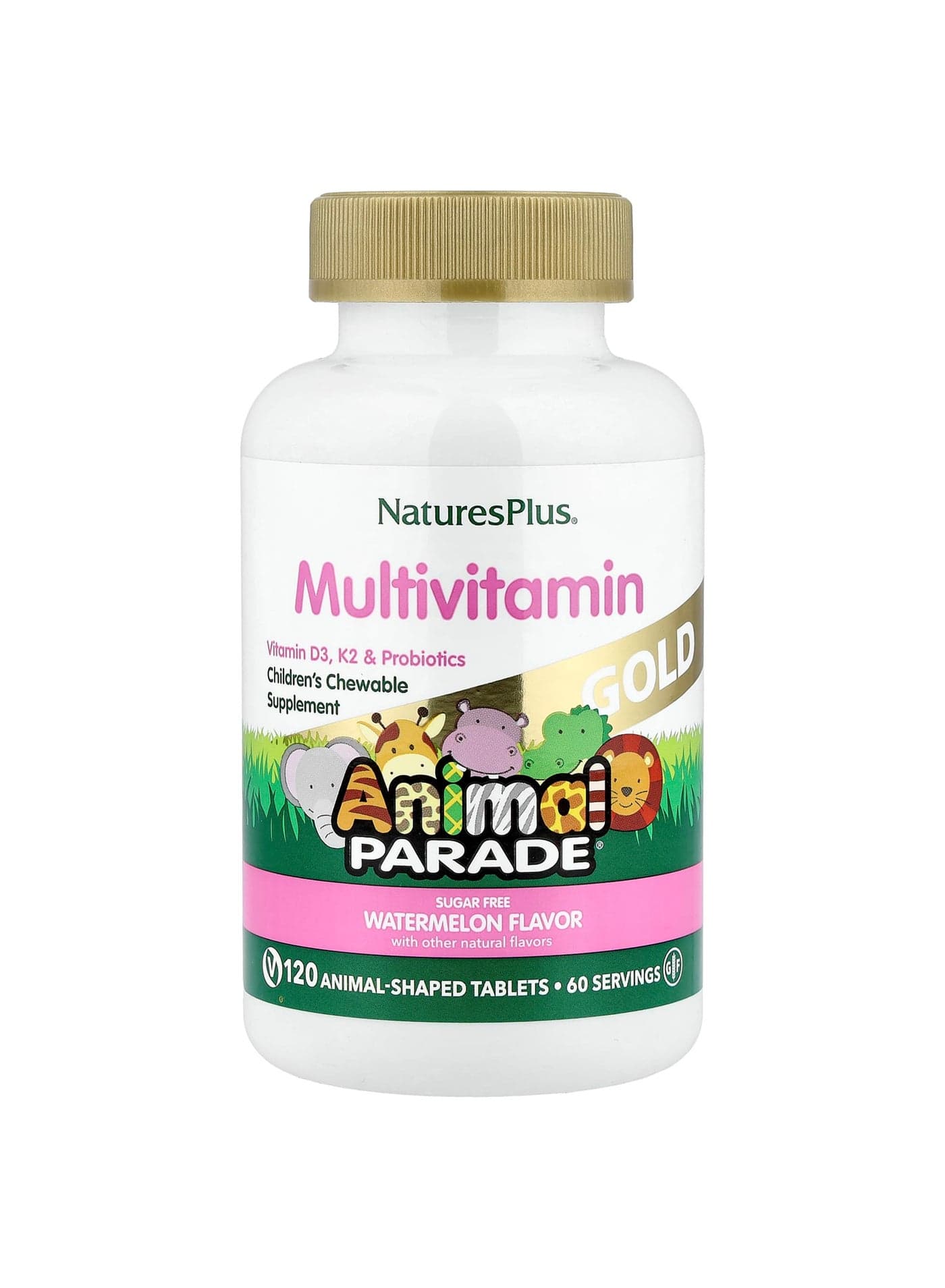 Animal Parade Gold, Children's Chewable Multivitamin Supplement, Watermelon, 120 Animal-Shaped Tablets