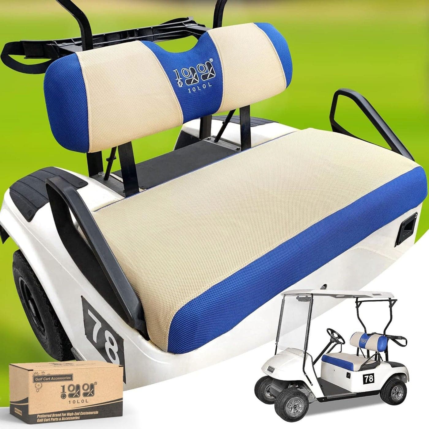 10L0L Golf Cart Seat Cover Set for EZGO TXT & RXV - Washable Breathable Polyester Mesh Cloth in Gray/Black/Yellow/Beige