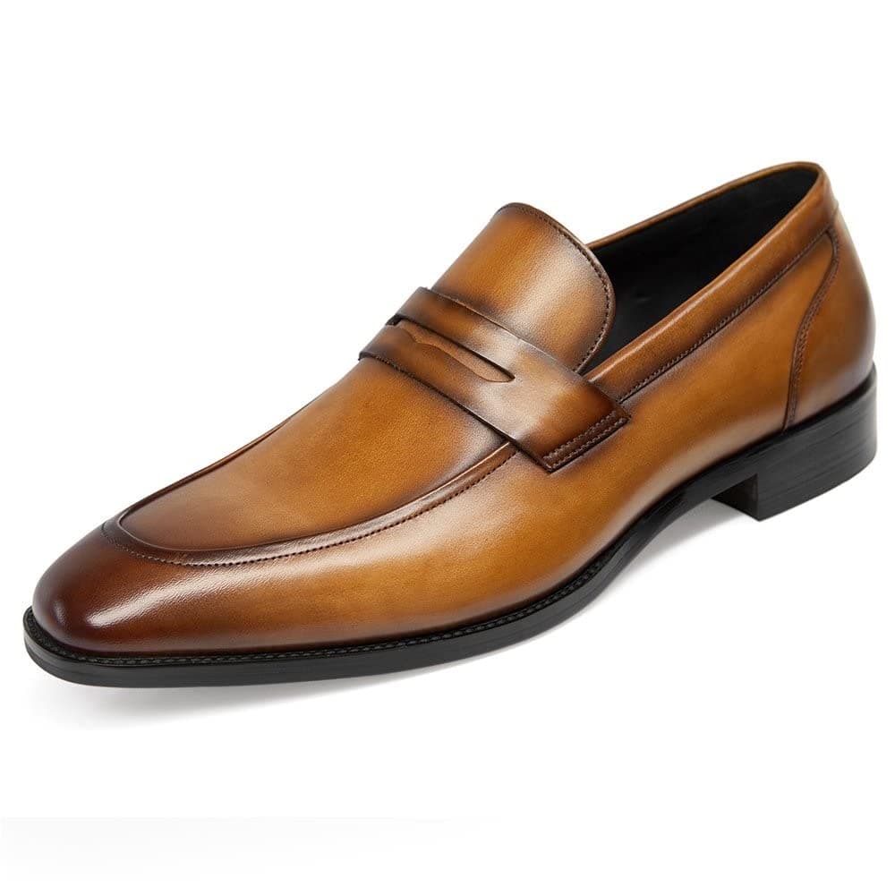 GIFENNSE Mens Dress Shoes SlipOn Loafers Formal Leather Shoes for Men 10US Brown