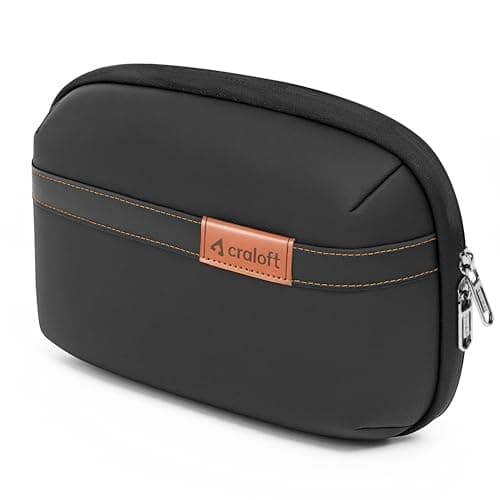 CRALOFT Tech Organizer Pouch - Water-Resistant Polyester Travel Bag for Cables, Chargers, Gadgets, Hard Disk & Electronic Accessories - Multi-Compartment with Smartphone Pocket (Black)
