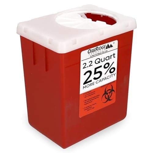 Oakridge Products Transparent Sharps Container for Home Use and Professional 22 Quart 1Pack Touchless Biohazard Needle and Syringe Disposal Rotating Lid CDC Certified