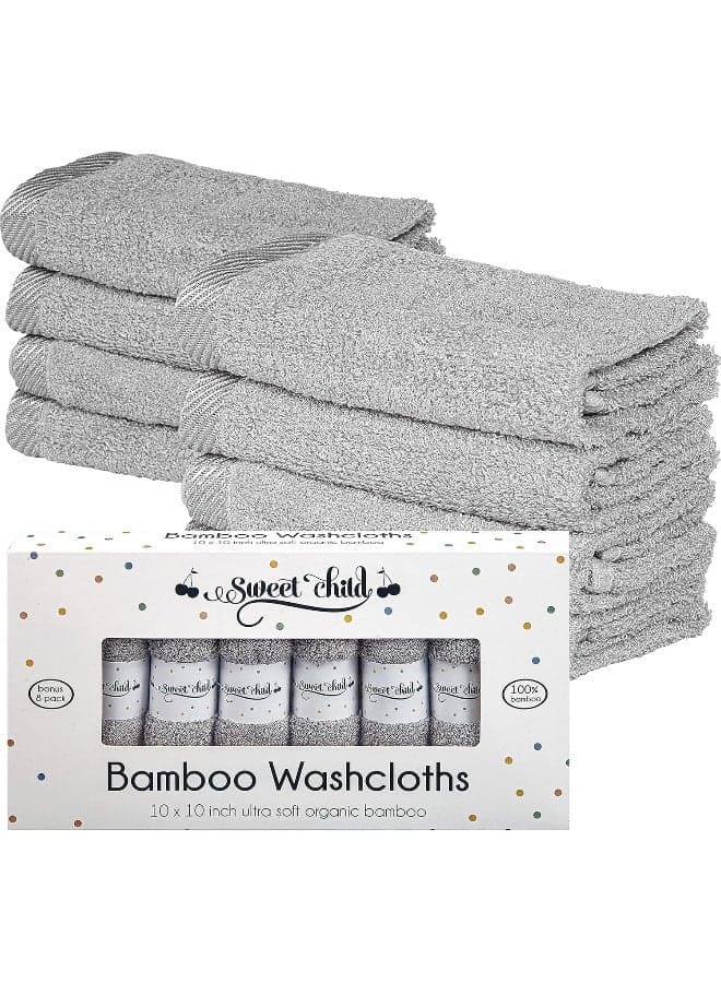 SWEET CHILD Bamboo Baby Washcloths (Bonus 8-Pack) - Premium Extra Soft & Absorbent Towels for Baby's Sensitive Skin-Perfect 10"x10"-Excellent Baby Shower/Registry Gift