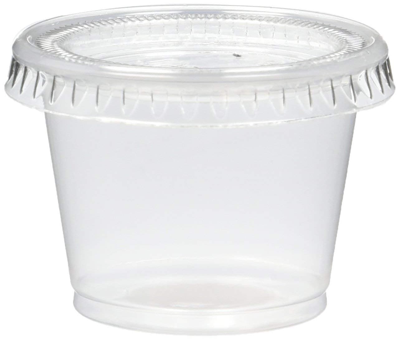 Reditainer Plastic Disposable Portion Cups The Souffle Cup 1 Ounce Package of 100 Cups With Lids