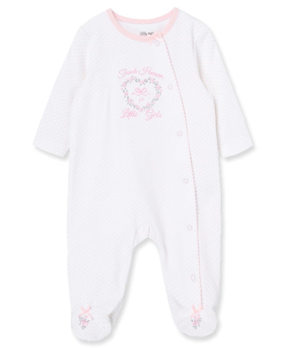 Little Me baby girls Side Snap infant and toddler bodysuit footies, Pink Print, Preemie US