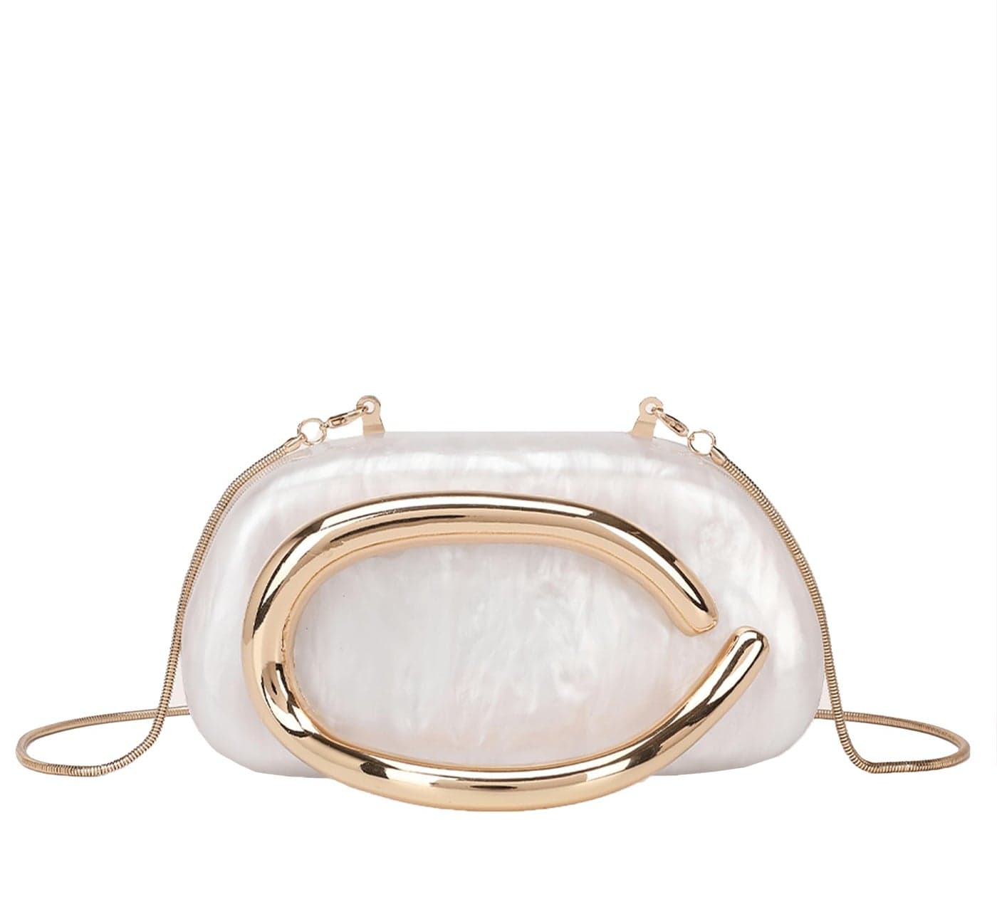 Buric Acrylic Clutch Purse for Women Marbling Evening Wedding Handbags Acrylic Metal Decoration Box Purses for Party Prom Cocktail White