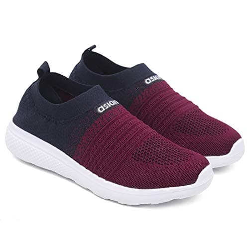 ASIAN Women's Elasto-02 Knitted Sports Shoes (Maroon),UK 4