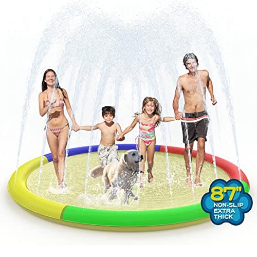 Growsland Non Slip Splash Pad for Kids and Dogs 87 Extra Large Splash Pad Outdoor Sprinkler for Kids Dog Water Summer Toys Outdoor Toys for Toddlers 35 Kids Ages 48