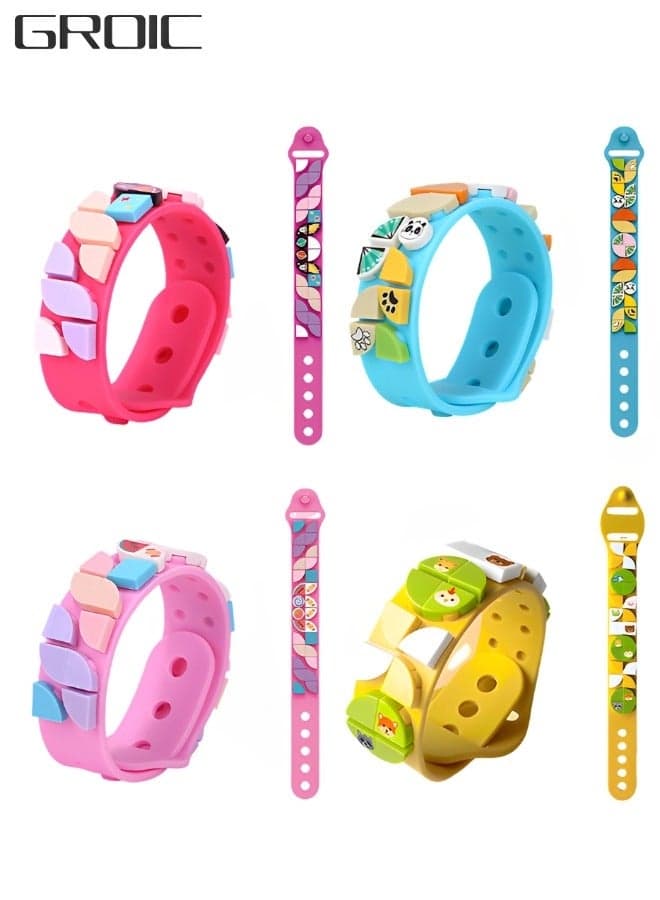 4-pack Silicone Bracelets Wristbands, DIY Building Block Bracelet, Silicone Cartoon Wrist Strap, Party Decoration, Children's Handicrafts