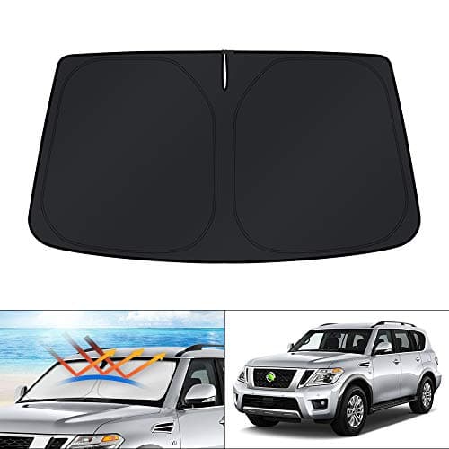 KUST Windshield Sun Shade for 2017-2025 2026 Nissan Armada Accessories Custom Fit Sunshade Window Sun Visor Protector Foldable Blocks UV Rays Keep Car Cooler