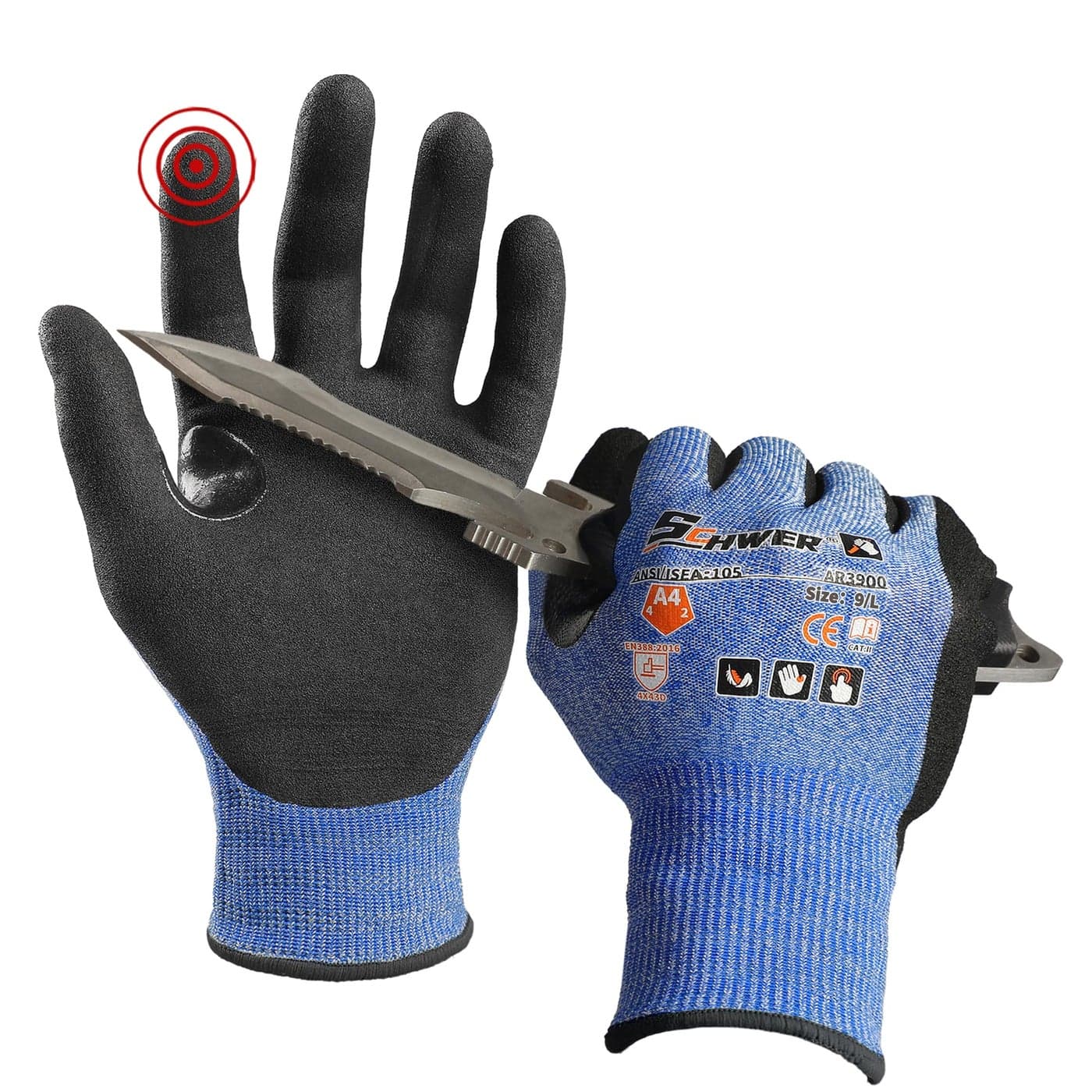 Schwer A4 AIRSKIN Cut Resistant Work Gloves with Extreme Lightweight Thin Grip Gloves for Fishing Refined Work Mechanic Gardening Gifts TouchScreen 3DComfort Fit 1 Pair M AR3900