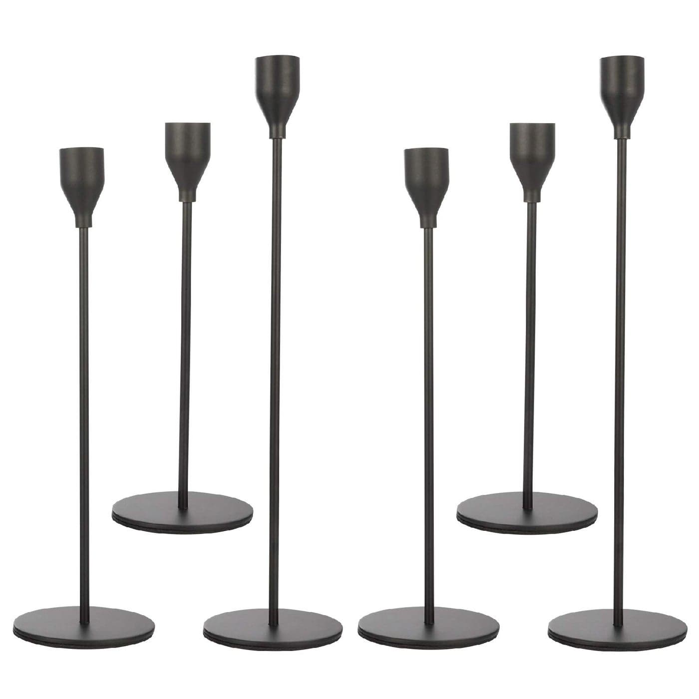 Anndason Set of 6 Black Taper Candle Holders Decorative Candlestick Holder for Home Decor Wedding Dinning Party Anniversary Black