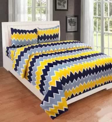 la' amour Premium Microfiber Bedsheets with 2 Pillow Covers | Double Bed with for Double Bed 180 TC Breathable | for 228 x 228 Cm, Yellow & Grey