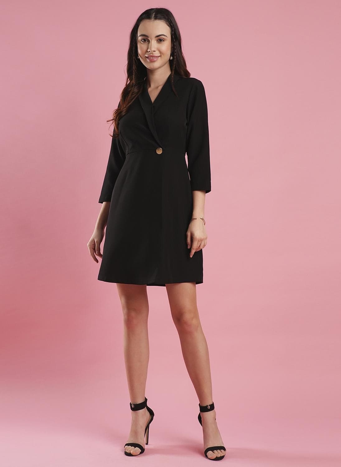 Globus Women Shawl Lapel Solid Mini Workwear Blazer Dress