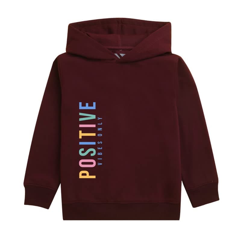Nusyl Boy's Positive Vibes only Text Printed Hoodies |Skin Friendly Full Sleeve Sweatshirt |Pullover Hooded Neck Sweatshirt |Boys Winter Hoodie Sweatshirts | Burgandy