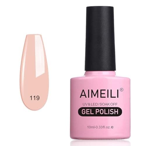AIMEILI Soak Off U V LED Hema Free Nude Gel Nail Polish Cruelty Free Vegan Nail Gel Clivia Miniata 119 10ml