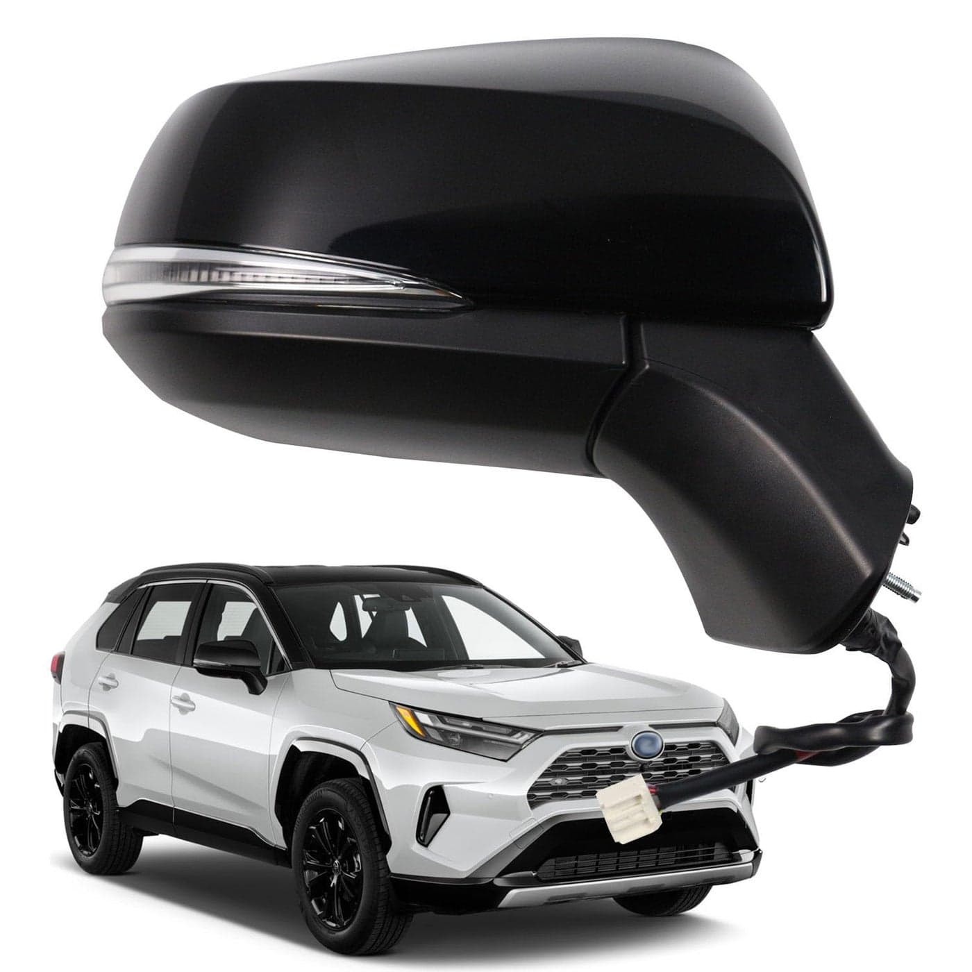 Liizoo Side Mirror for RAV4 2022 2023 Car Door Mirror Fits for Toyota RAV4 2019 2020 2021 Right Passenger Side Power Heated Turning Signal BSM replace partslink TO1321384 TO1321388 BLACK RH