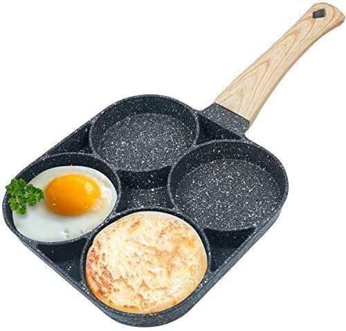 Drumil 4-Cup Nonstick Easy Clean Egg Cooker Omelet Pan for Breakfast, Swedish Pancake, Plett, Crepe Pan for Gas Stove and All Other Stoves – Multipurpose Cookware for Home Cooking