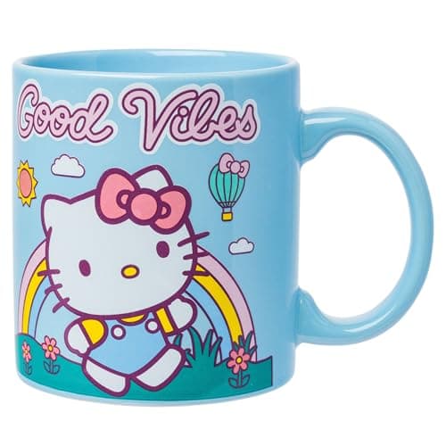 Silver Buffalo Sanrio Hello Kitty Good Vibes Ceramic Mug, 20 Ounces