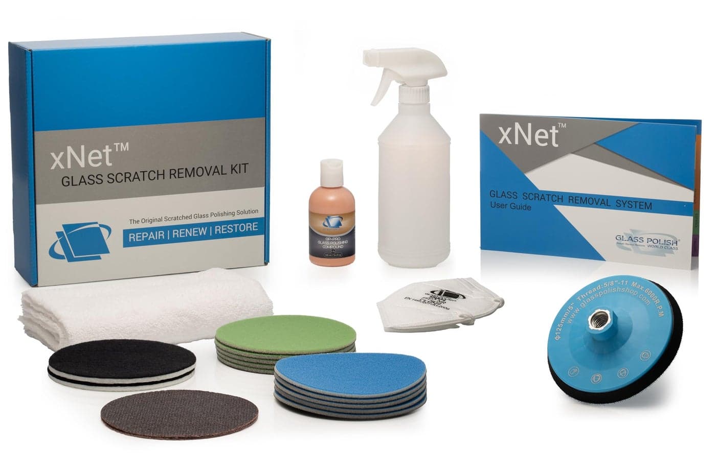 GLASS POLISH 5 125mm PRO Glass Scratch Removal Kit for Professional Glass Polishing Removes Scratches Graffiti Water Damage and Acid Etching Restores Original Condition GP25022