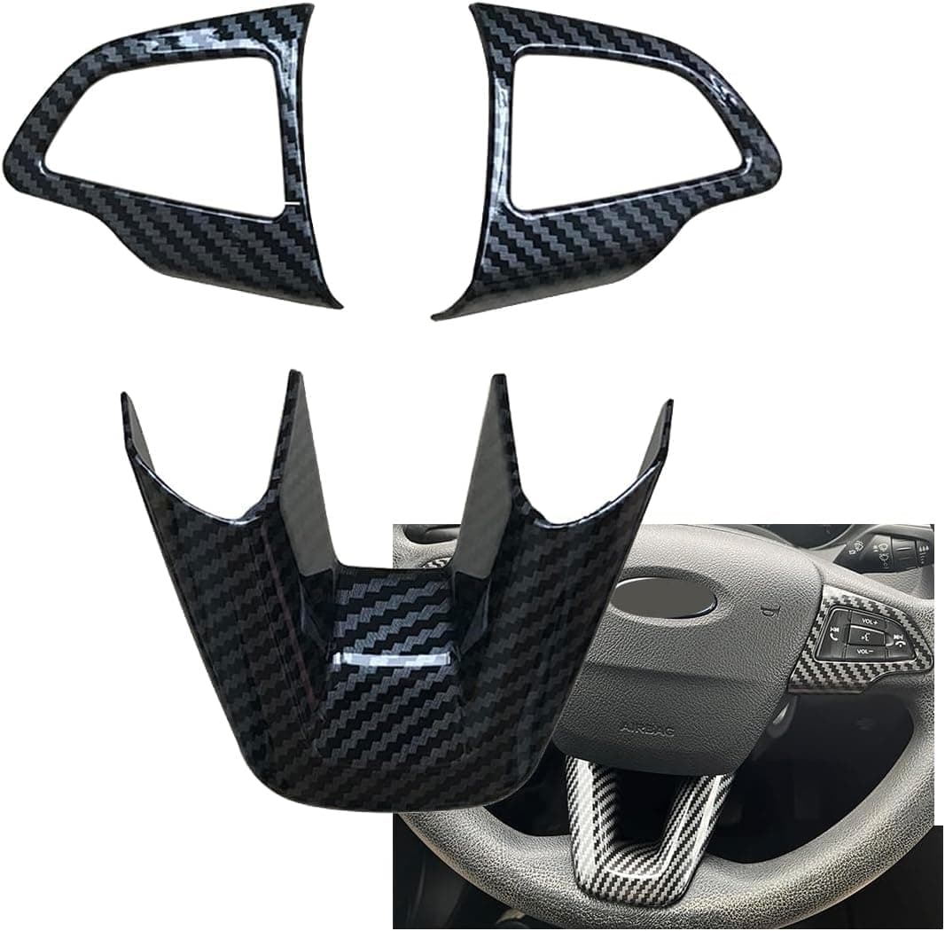 ruihe 3PCS Carbon Fiber Color Steering Wheel Cover Trim Fit for Ford Focus RS ST