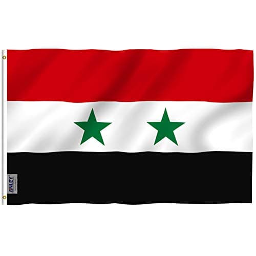 Anley Fly Breeze 3x5 Feet Syria Flag - Vivid Color and Fade Proof - Canvas Header and Double Stitched - Syrian Arab Republic Flags Polyester with Brass Grommets 3 X 5 FT