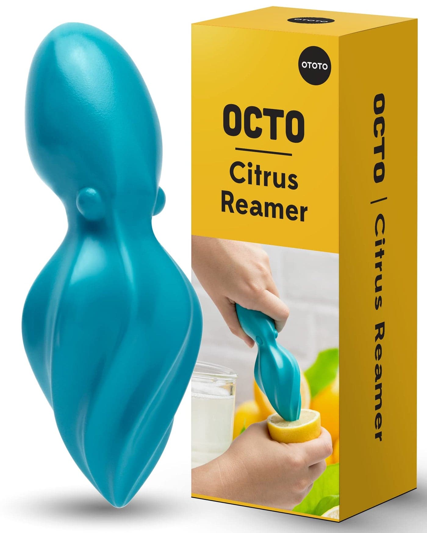 OTOTO OCTO Lemon Juicer Hand - Easy to Hold Lemon Squeezer Manual for Lemon, Lime, Oranges - BPA Free, Dishwasher Safe Citrus Juicer Hand Press Manual - Fun Kitchen Gadgets & Tools